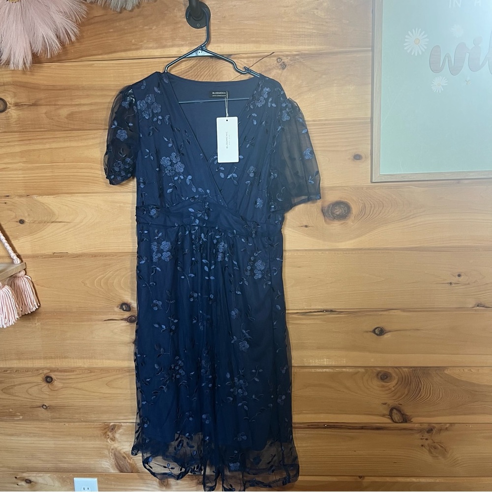 Blue embroidered Bloomchic Dress NWT